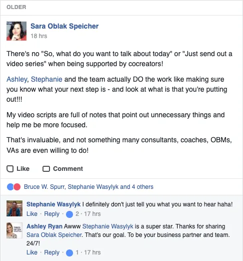 Screenshot: Sara Oblak Speicher, on working with Ashley
